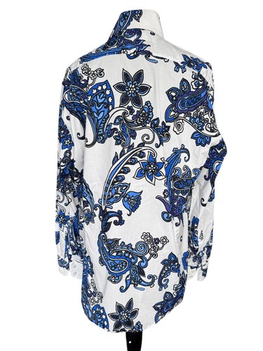 HAWES & CURTIS Shirt Mens 2XL (47-48") Long Sleeve White with Large Blue Print - Picture 7 of 12