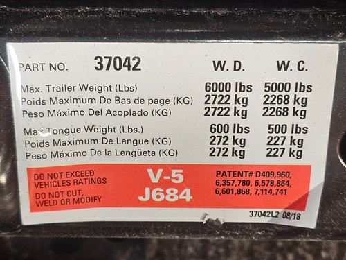 Reese Towpower 37042 Class III Multi Fit Receiver Trailer Hitch 2" V-5 J684 - Picture 4 of 10