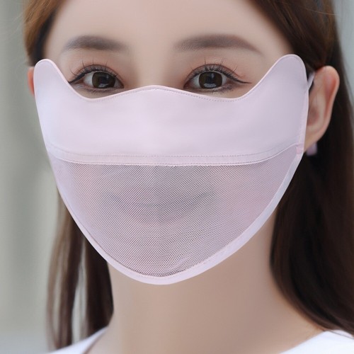 Bufanda facial de color liso protector solar elástico velo moda cubierta facial pesca - Imagen 13 de 15
