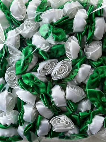 144 SATIN RIBBON ROSES Applique Sewing Bow Craft Choose your color NEW ROSEBUDS - Picture 10 of 26