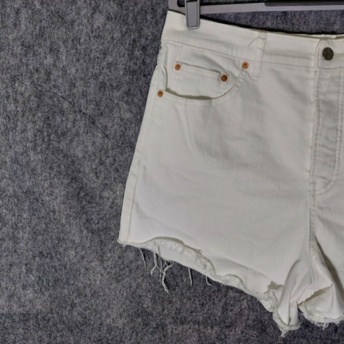 Jessica Simpson Shorts 16 White High Waist Cut Off Denim Stretch Button Fly Jean - Picture 2 of 12