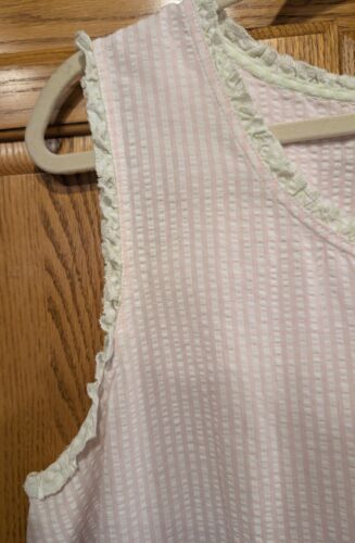 VTG Nightgown Nightie Womens Cottagecore Pink White Prairie Lace Seersucker XL - Picture 4 of 15