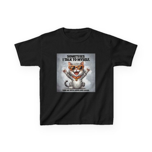 Funny Kids Tee "Sometimes I Talk to Myself" Cat Shirt Cute Gift for Kids T-Shirt - Picture 6 of 37