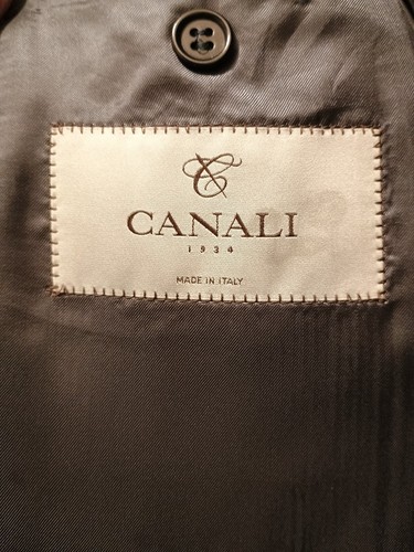 CANALI 1934 Men’s Suit 54R 44R US Pinstripe Charcoal Gray Flat Front Pants 38/29 - Picture 4 of 18