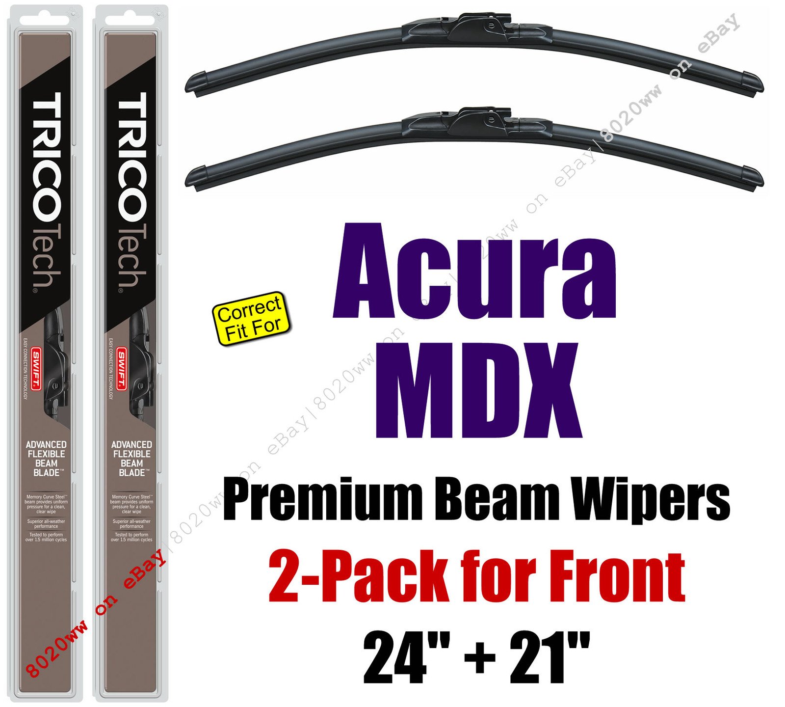 Wipers 2Pack Premium Beam Wiper Blades fit 20012006 Acura MDX