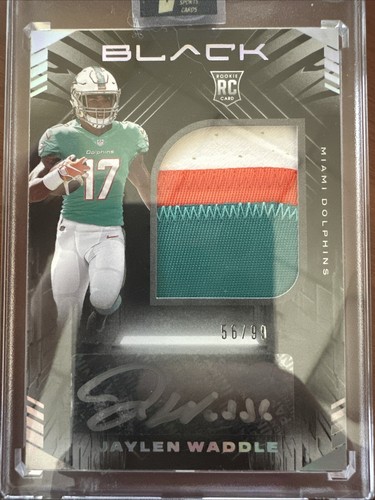 JAYLEN WADDLE 2021 PANINI BLACK RC AUTOGRAPH JUMBO 3 COLOR PATCH AUTO SP #56/99