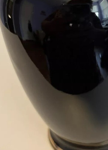 Chokin Art Vase 24K Gold & Silber auf schwarz glänzendem Glas Japan Japanisch - Bild 9 von 12