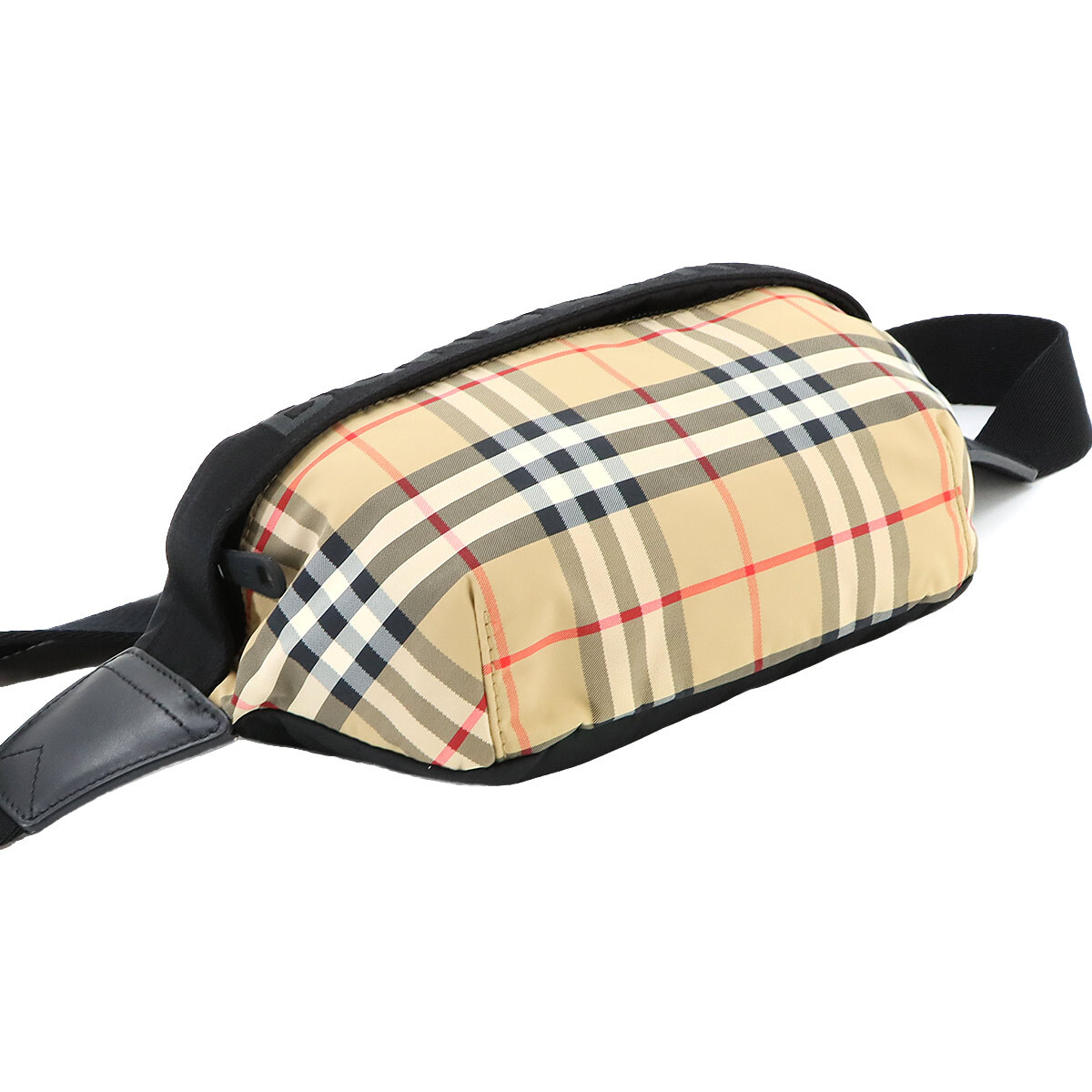 BURBERRY Vintage Check Crossbody Bag Nylon Leather Beige
