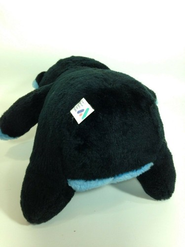 Acme Teddy Bear Plush Vintage 1986 Black Blue Stuffed Animal in Korea 10" - Picture 7 of 9