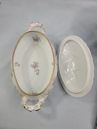 Antigua sopa R&C Rosanthal Contl Blumendekor cubierta lila años 1900. 79 - Imagen 4 de 18