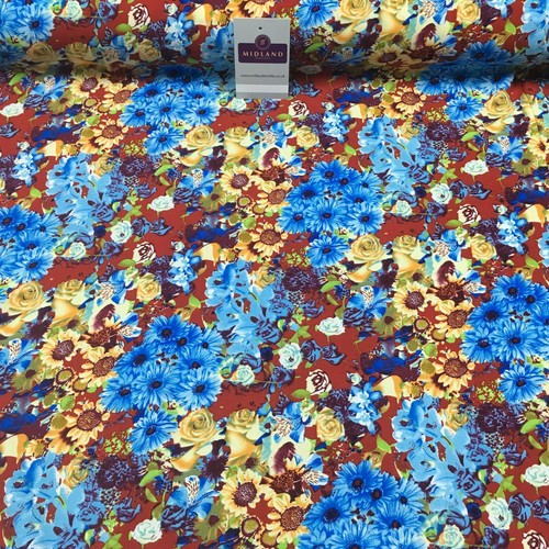 £4.99 Small Floral Printed Rayon Viscose Poplin dress Fabric 150 cm MA1257 Mtex - Picture 16 of 21