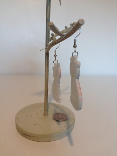 Cute White & Rainbow Tiger Earrings -Plastic. Kawaii/ Kitsch - Picture 9 of 10