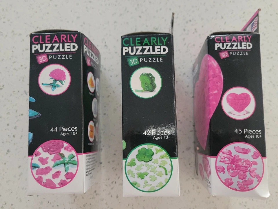 3 clearly Puzzled 3D,Pink Rose,ROSE, & Pink Heart. - Image 2 of 3