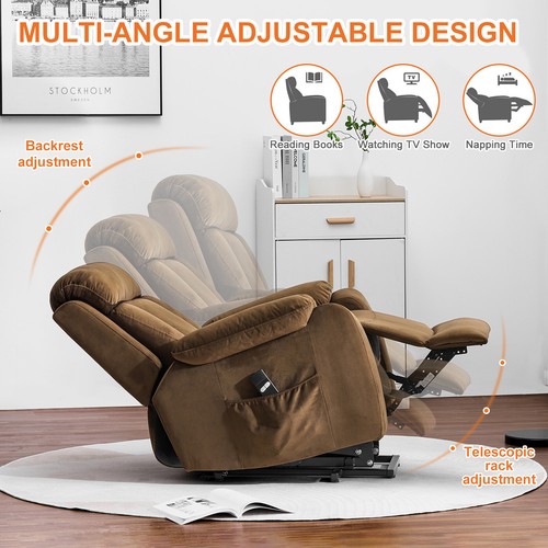 Elderly Electric Power Lift Recliner Comfy Upholstered Lounge Relax Sofa Chair - Picture 2 of 51