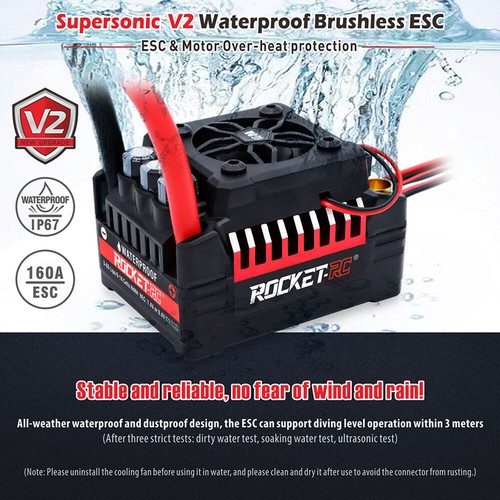 Combo motore brushless Rocket-RC ESC per camion auto 1/8 1/7 RC Traxxas Wltoys HSP - Foto 10 di 55