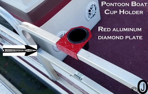 Pontoon Boat Red Powder Coated Diamond Plate cup holder fits 1 inch Side rails - Bild 2 von 7
