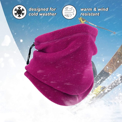 Winter Fleece Adjustable Neck Warmer Gaiter Ski Windproof Half Face Mask Scarf - Picture 5 of 46