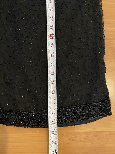 Laurence Kazar abito tubino nero seta perline paillettes maxi abito vintage taglia 1X/2X - Foto 20 di 24