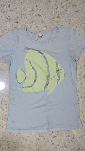 Crewcuts Girl's Lt Blue Graphic glitter Pre-owned T-shirt Size 14, Super cute!