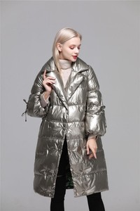 White Leather Shiny Womens Duck Jacket Occident Winter Parka Coat Down Warm Long wTaqEwHpX