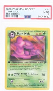 PSA 9 MINT 2000 Pokémon Team Rocket #41 Dark Muk 1st Edition !!!