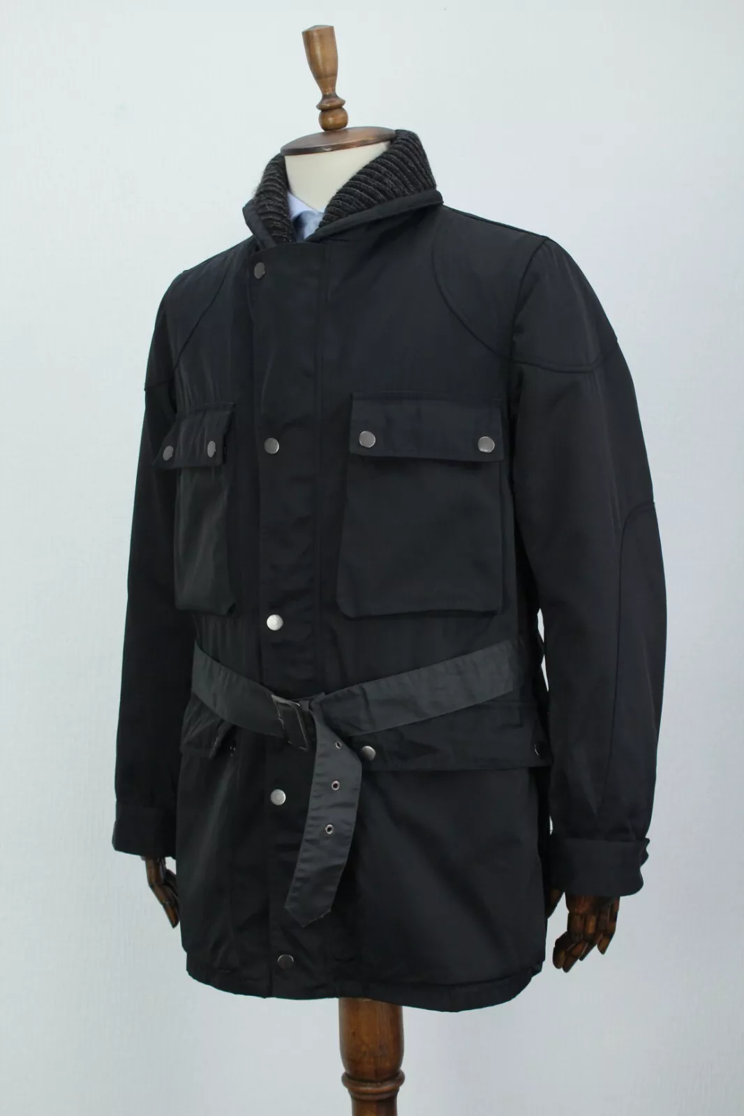 Veste de moto en coton nylon noir Runway GUCCI A/W 2005 garniture alpaga 50IT 40US