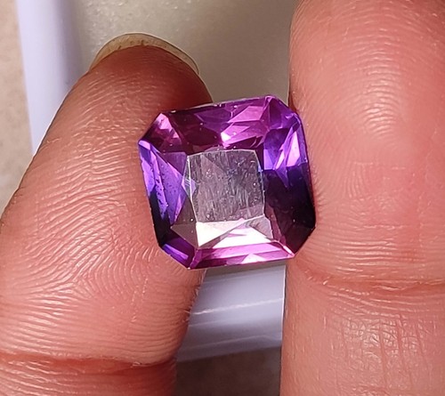 Piedra preciosa suelta Montana corte Asscher certificado zafiro bicolor natural de 7,85 quilates - Imagen 10 de 11