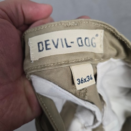 Devil-Dog Chino Pants Men's 36x34 Beige Tan Slacks Outdoors cotton stretch - Afbeelding 4 van 11