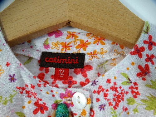 Catimini France Designer Baby Girls Linen Floral Blouse Age 6-12 Mths Size 0-00 - Picture 7 of 12