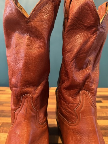 TONY LAMA STYLE 6150 COGNAC WESTERN COWBOY DANCE RANCH BOOTS 11 D VINTAGE USA - Picture 6 of 8