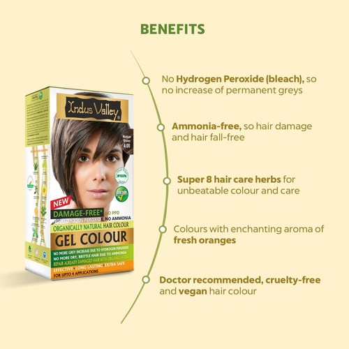 Pack of 2 Indus valley Permanent Gel 4.00 Medium brown Color 100% Natural Hair - Picture 3 of 9