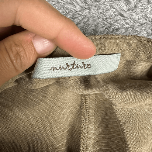 Nurture Boho Damen Lagenlook erdige Seide Leinen Hose M hellbraun weites Bein Rollbündchen - Bild 8 von 16