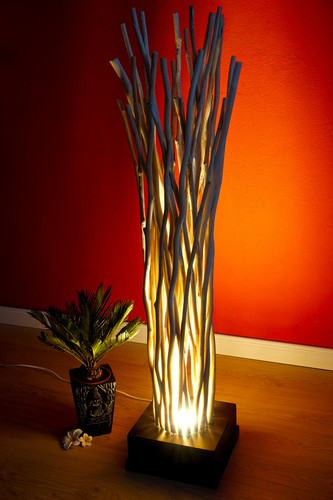 Wooden Floor Lamp 120cm LED Floor Lamp Driftwood Shabby Chic Vintage Light - Picture 4 of 8