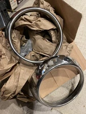51 1951 FORD CAR CHROME  OUTER HEADLIGHT DOOR RINGS