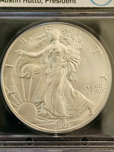 2001 $1 American Silver Eagle ICG MS70 Austin Hutto Signed VERY RARE - Picture 3 of 4