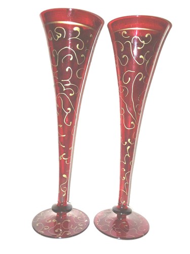 JUEGO DE 2 VASOS TOSTADOS CHAMPÁN ROJO Y DORADO 10 PULGADAS - Imagen 2 de 3