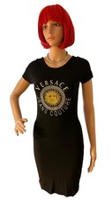 Vtg Gianni Versace Jeans Couture Black  Bodycon Medusa Dress 30/44