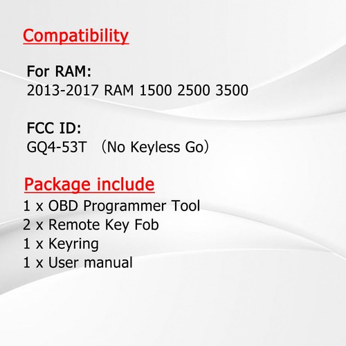 Programador OBD y 2 llaveros GQ4-53T para RAM 1500 2500 3500 13 2014 2015 2016 2017 - Imagen 2 de 9