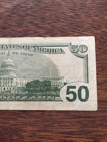 1996 50 DOLLAR BILL-LARGE FACE FEDERAL RESERVE NOTE-ST. LOUIS DISTRICT H/8 #3 - Picture 6 of 6