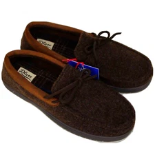 Dluxe by Dearfoams Men's Jacoby Moccasin Slippers, Brown, Medium (9/10), NWT