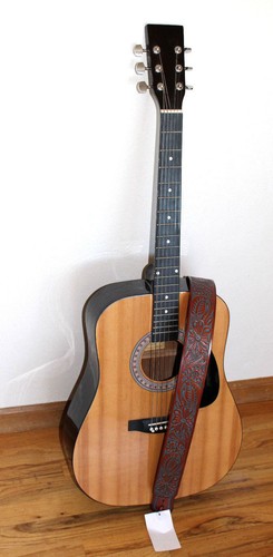 Western Unisex Guitar Strap Leather Brown Black Turquoise Basketweave Musician - Picture 34 of 34