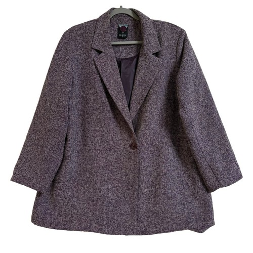 Vintage Balmoral Jacket Size 16 Purple Button Front Fully Lined Shoulder Pads - Picture 2 of 15