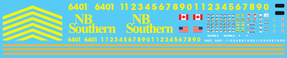 N Scale - New Brunswick Southern SD70M-2 Locomotive Decals