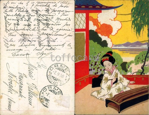 JAPAN GEISHA-LIBERTY ART NOUVEAU-HAND PAINTED-C16-141