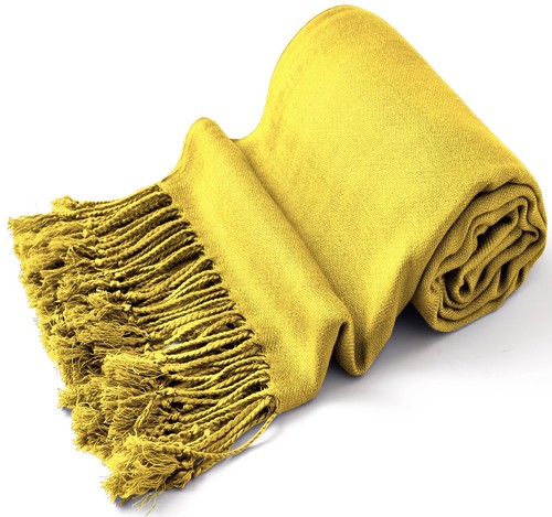 CJ Ropa Amarillo Color Liso Diseño Chal Segundos Bufanda Envoltura Estola Pashmina NUEVO - Imagen 12 de 12