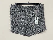 Jolt Women’s Black & White Floral Print Elastic Waist Soft Chambray Shorts s XL