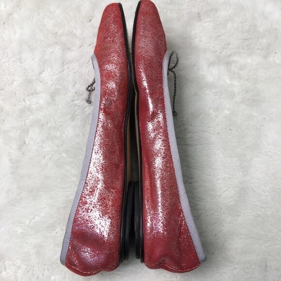 Bailarina plana London Sole para mujer roja metálica talla 40 punta redonda con lazo Foto 3 de 4