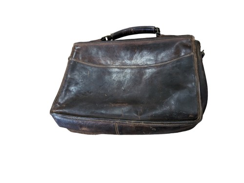 Sandstone By Franklin Quest Leather Messenger Bag Brown Executive Travel England - Picture 2 of 10