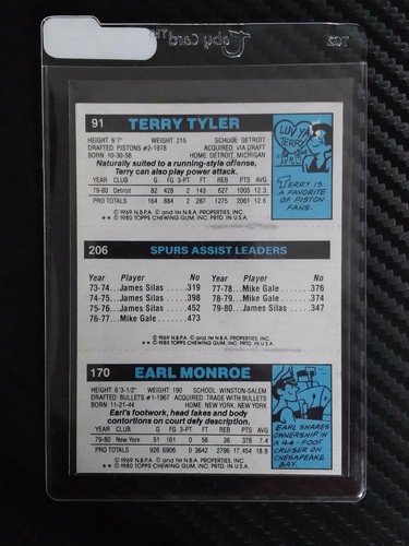 1980 Topps Earl Monroe/James Silas #170 #206 Perforated 3 pc. Card - Taby Card™ - Picture 2 of 2