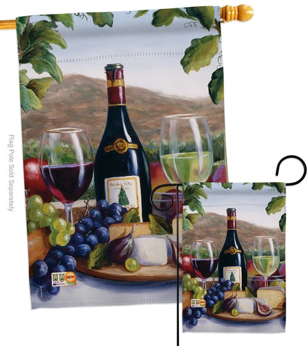 Vino Rojo y Blanco Frutas España Queso Jardín Casa Yarda Bandera - Imagen 4 de 13